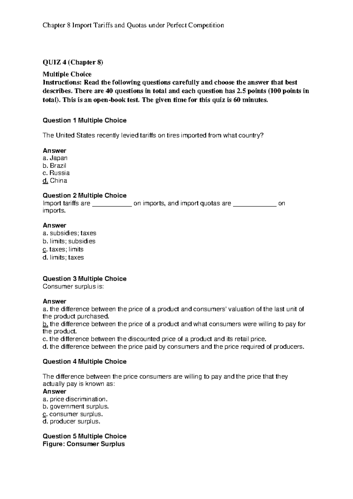 Quiz 4 Final - Multiple Choice on Economics Concepts and Theories - Studocu
