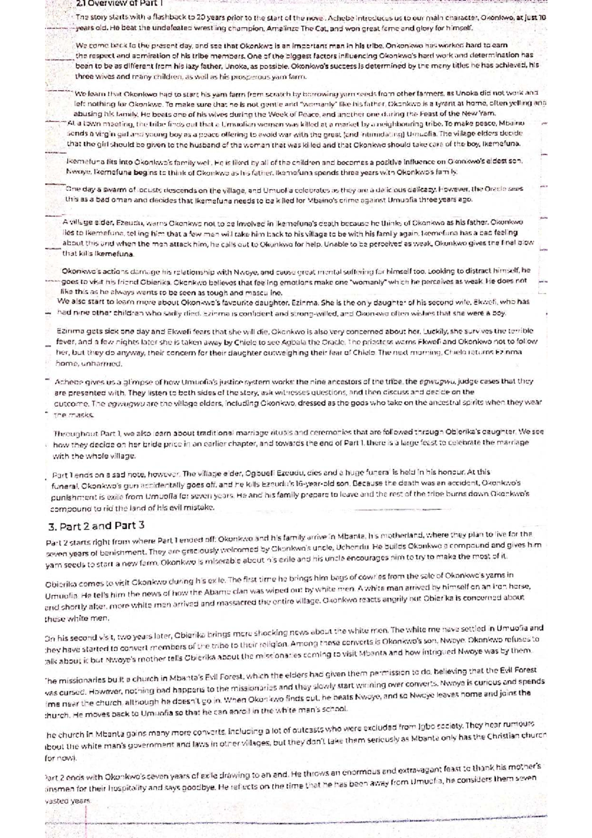 Document Analysis and Review - Things Fall Apart Study Notes 2025 - Studocu