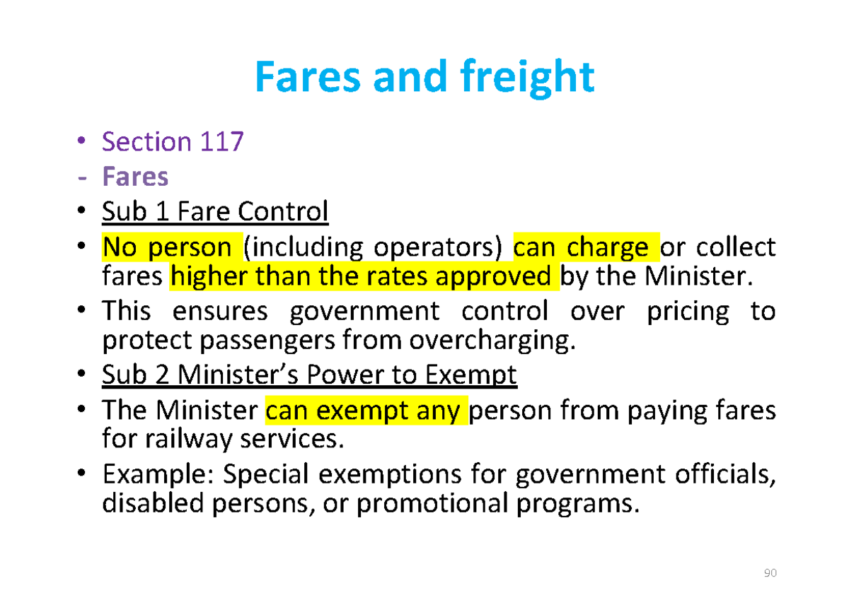Fares and Freight Regulations: Section 117 Overview and Penalties - Studocu