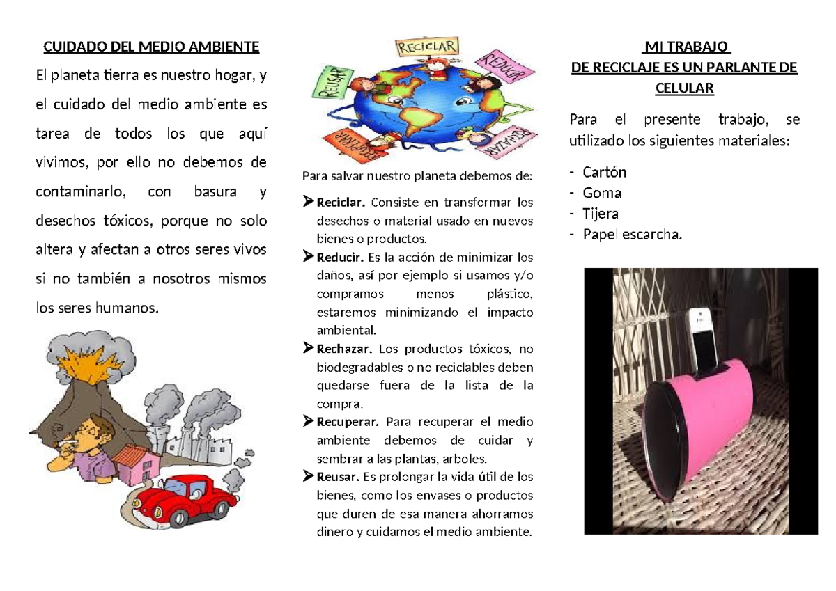 Cuidado del Medio Ambiente: Estrategias para el Reciclaje y Más - Studocu
