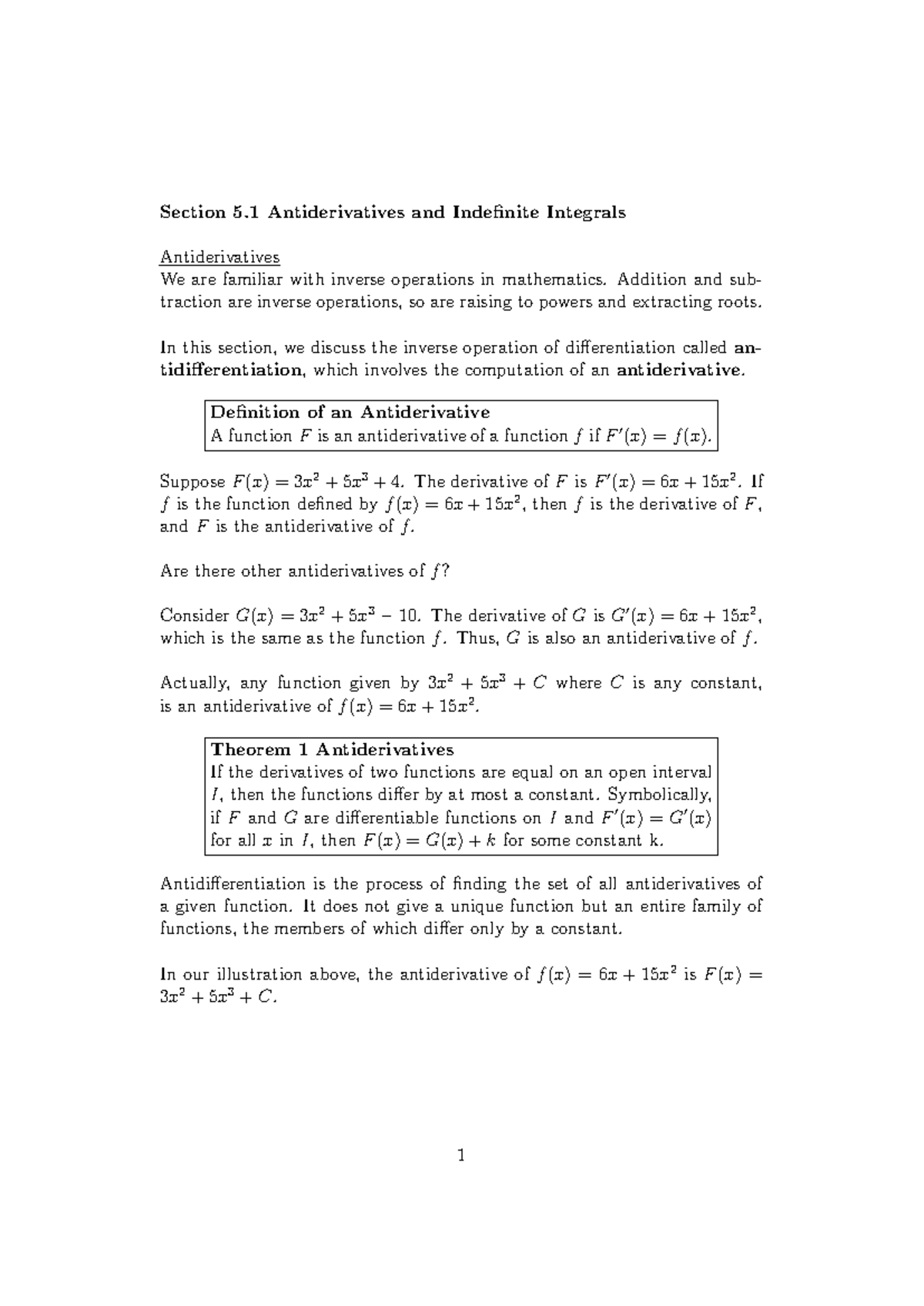 Module 1: Antiderivatives & Indefinite Integrals (Calculus) - Studocu