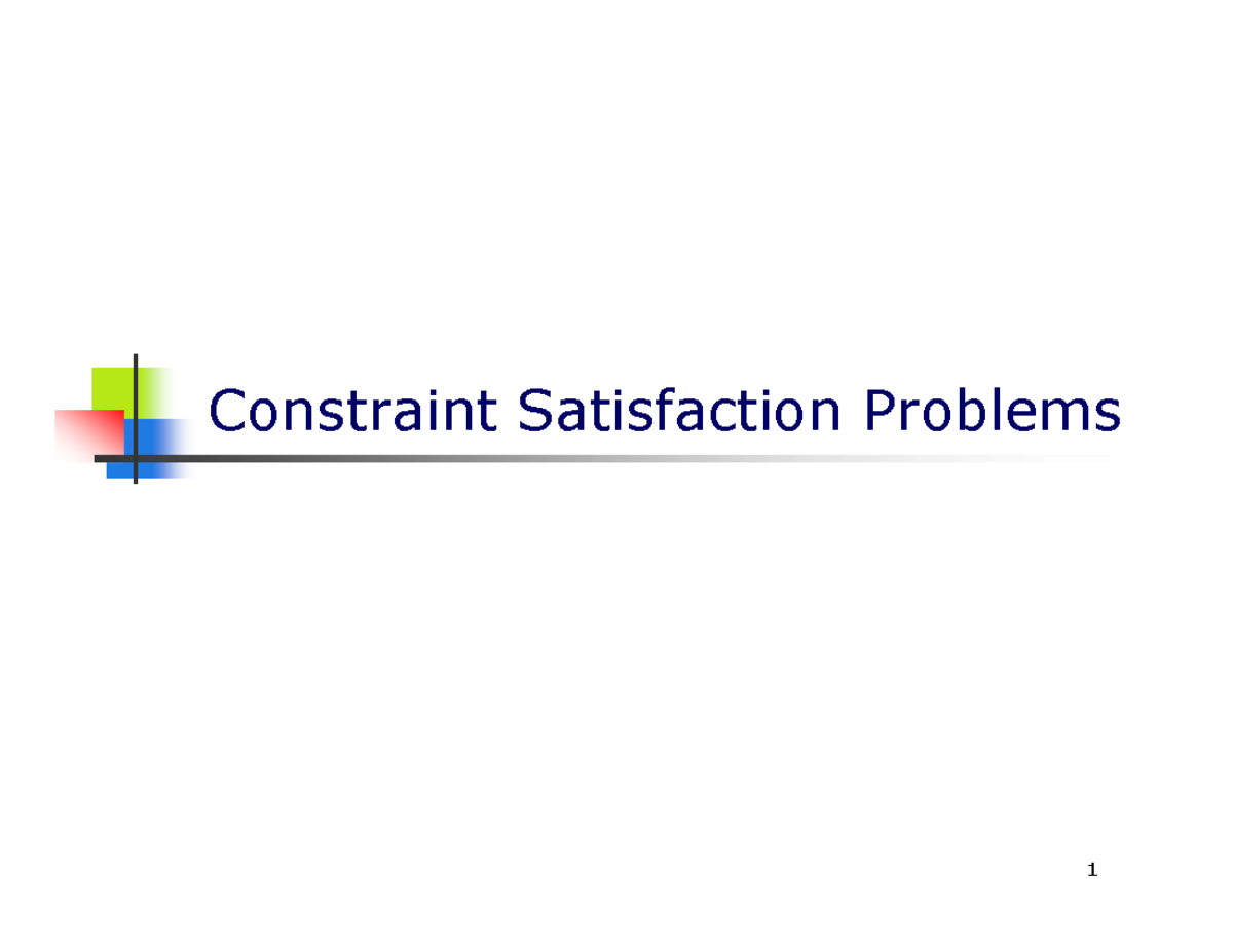 Lecture 04 - Constraint Satisfaction Problems (CSP) in AI - Studocu
