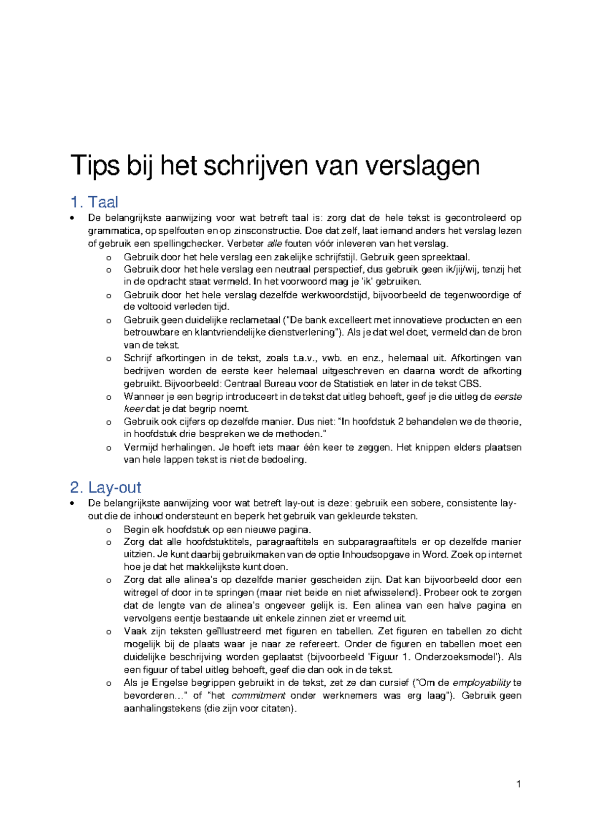 Tips voor Verslag Schrijven in HO: Taal, Lay-out en Structuur - Studeersnel