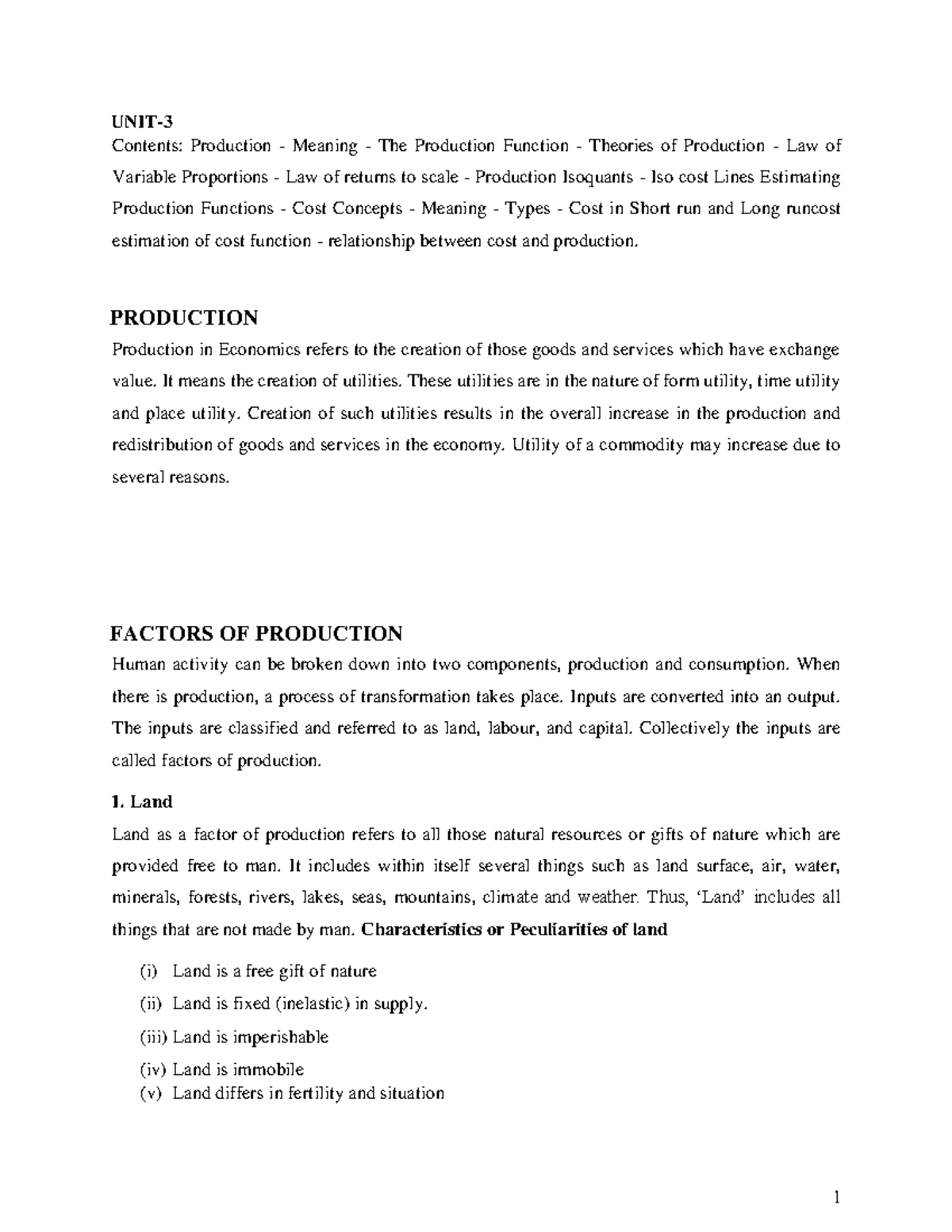 ME SBAA5104 Unit 3: Production Function and Cost Analysis - Studocu