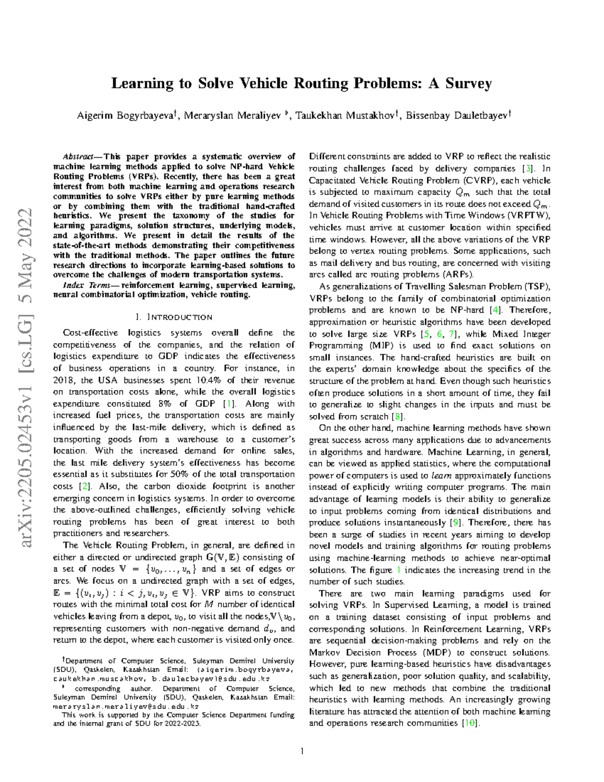 Machine Learning Approaches for Vehicle Routing Problems: A Survey ...