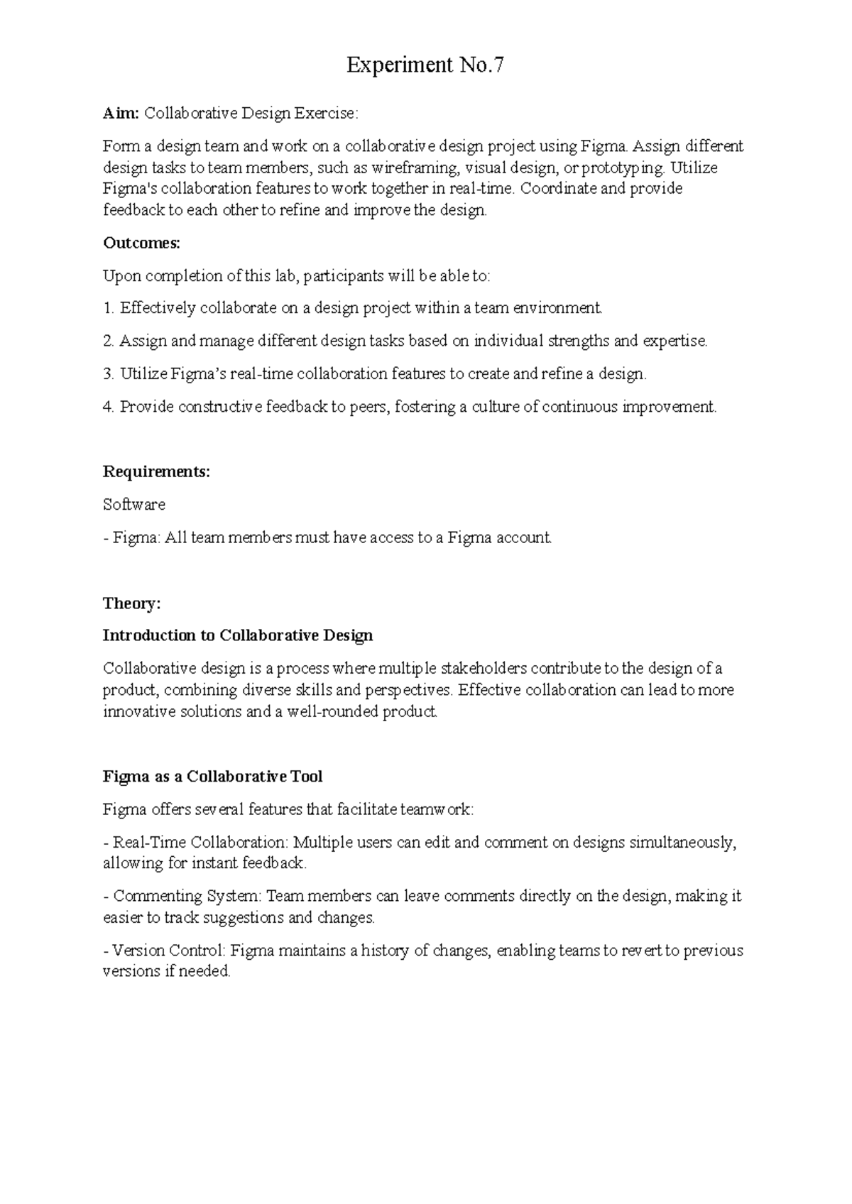 Experiment No. 7: Collaborative Design with Figma Lab Exercises - Studocu