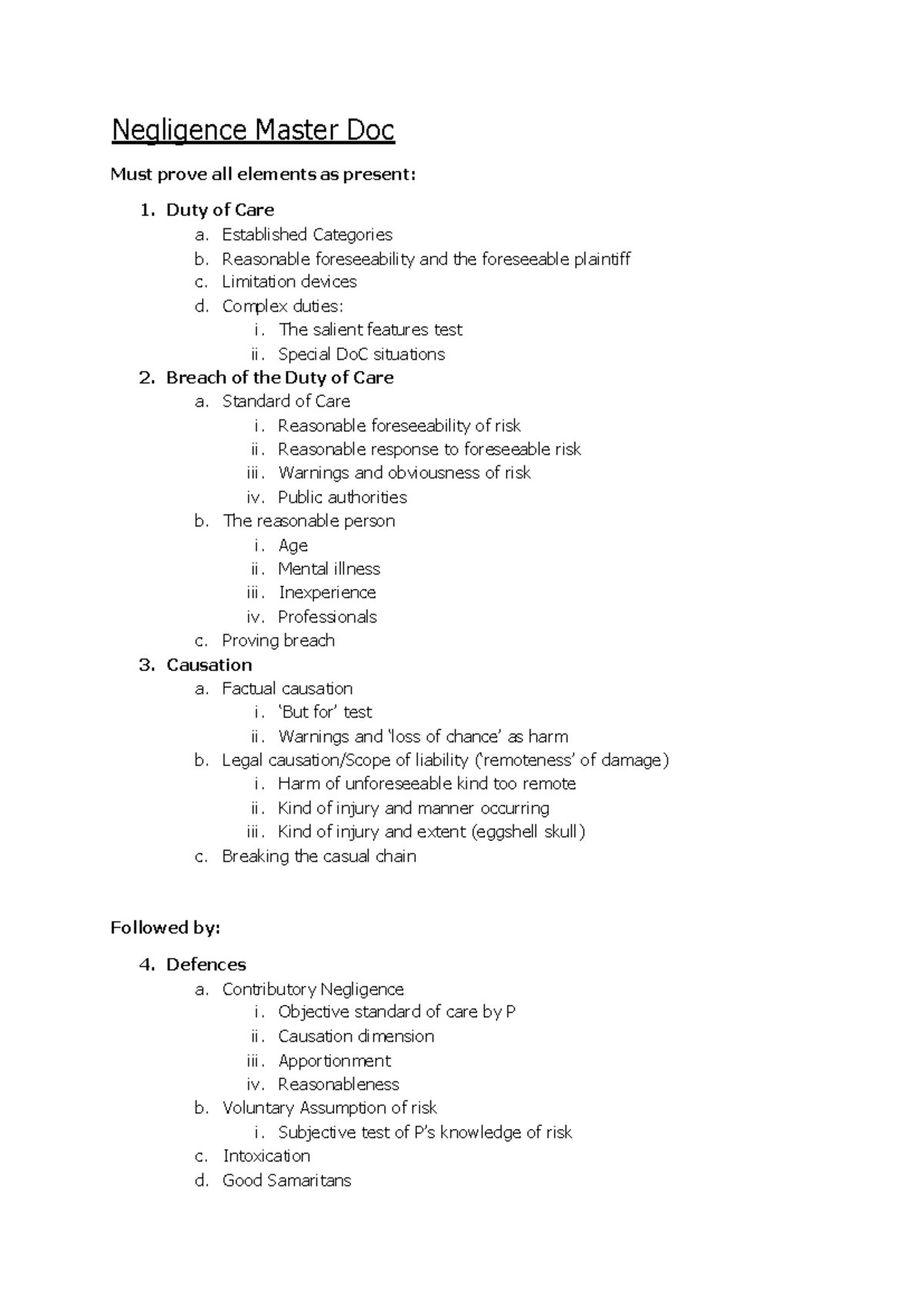 Negligence Law Overview: Key Elements and Case Analysis - Studocu