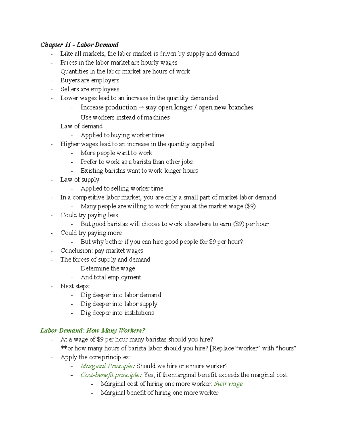 ECON 1 Chapter 11: Labor Demand & Supply Lecture Notes - Studocu