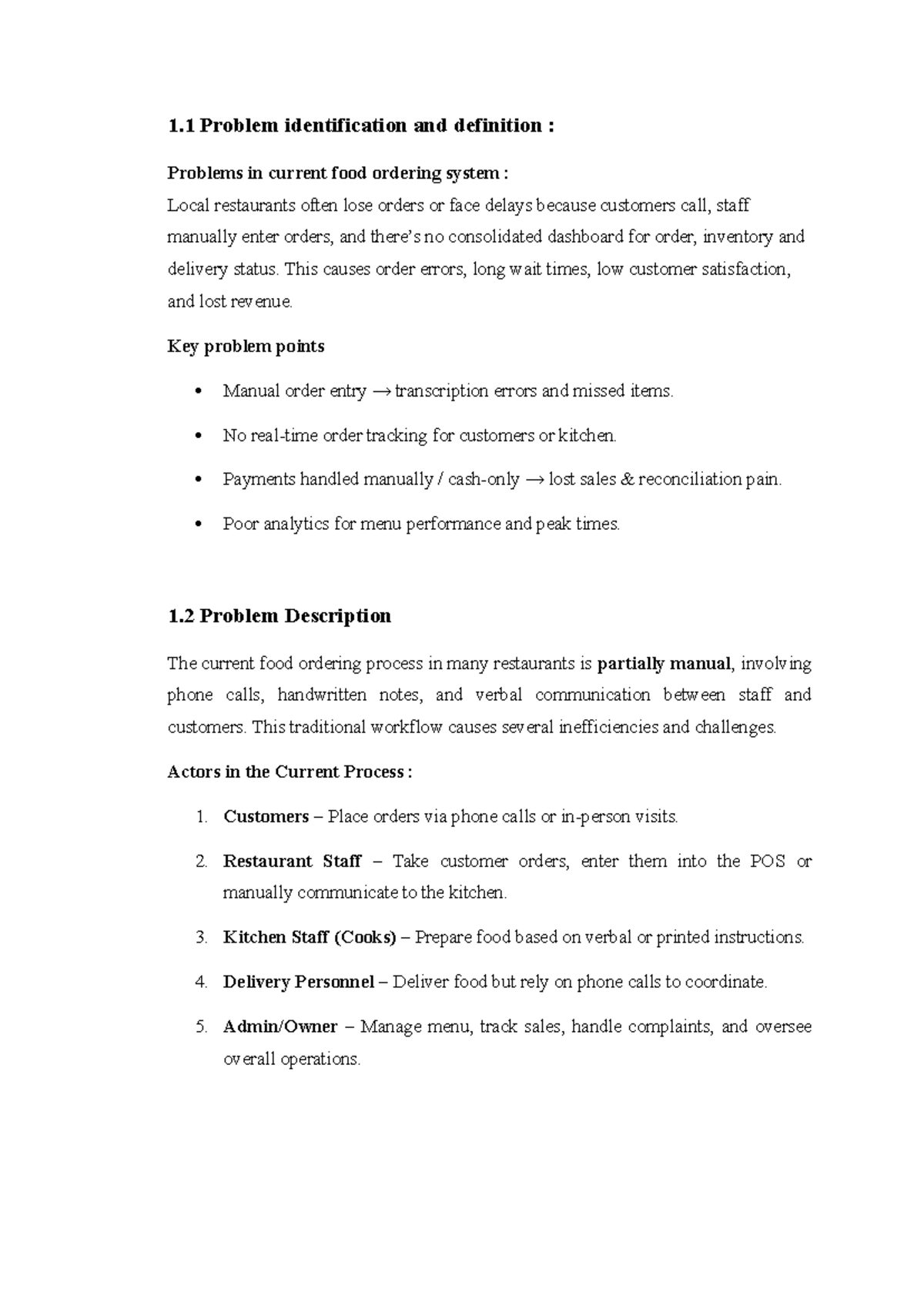 Field Project: Analyzing Problems in Food Ordering Systems and Proposed ...