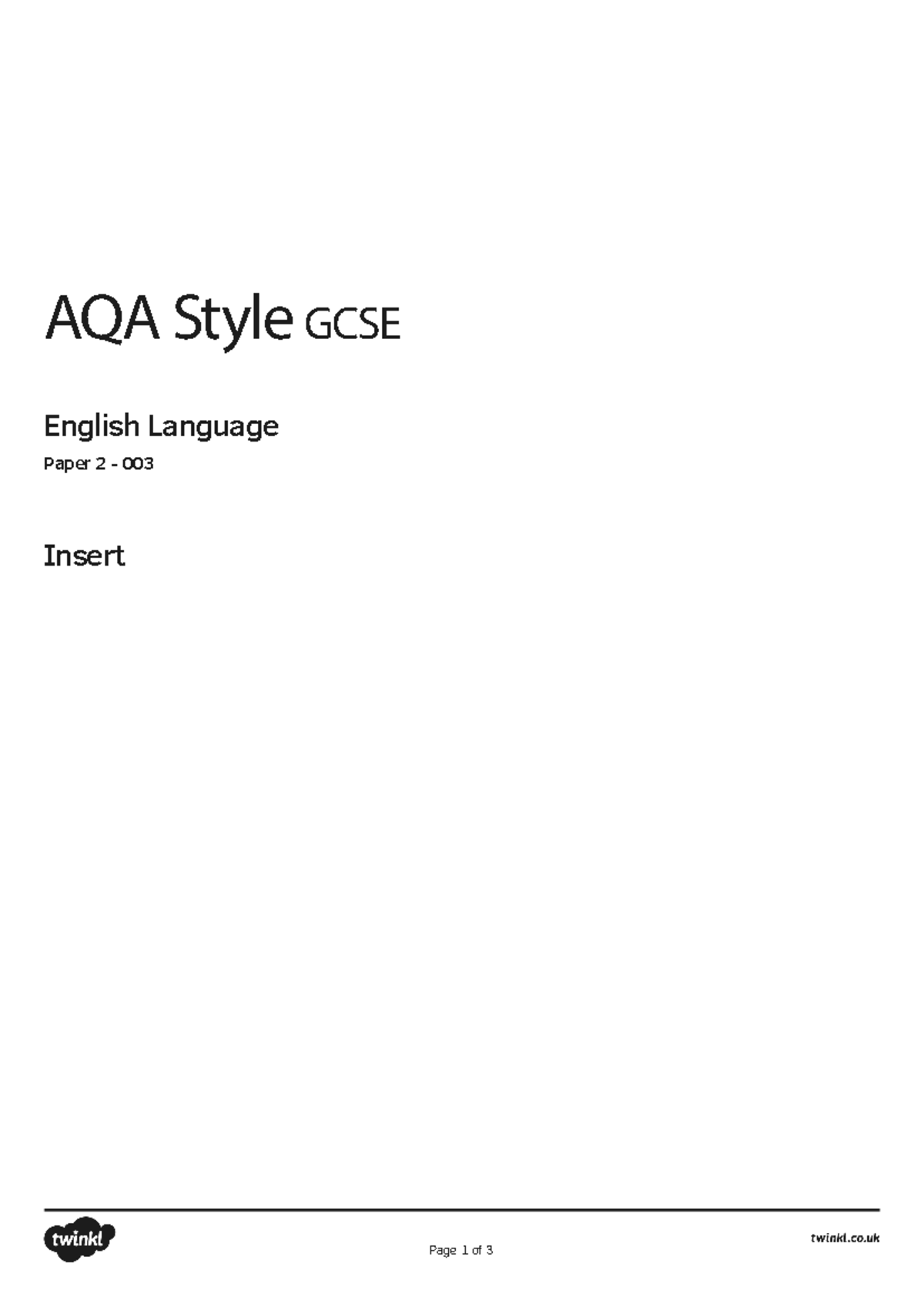 AQA GCSE English Language Paper 2 - 003 Exam Insert Analysis - Studocu