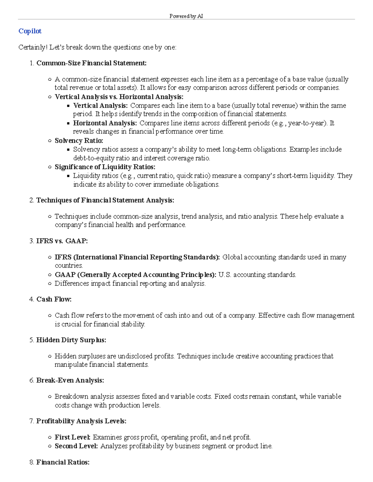 AI-Powered Notes: Financial Statement Analysis Overview - Studocu