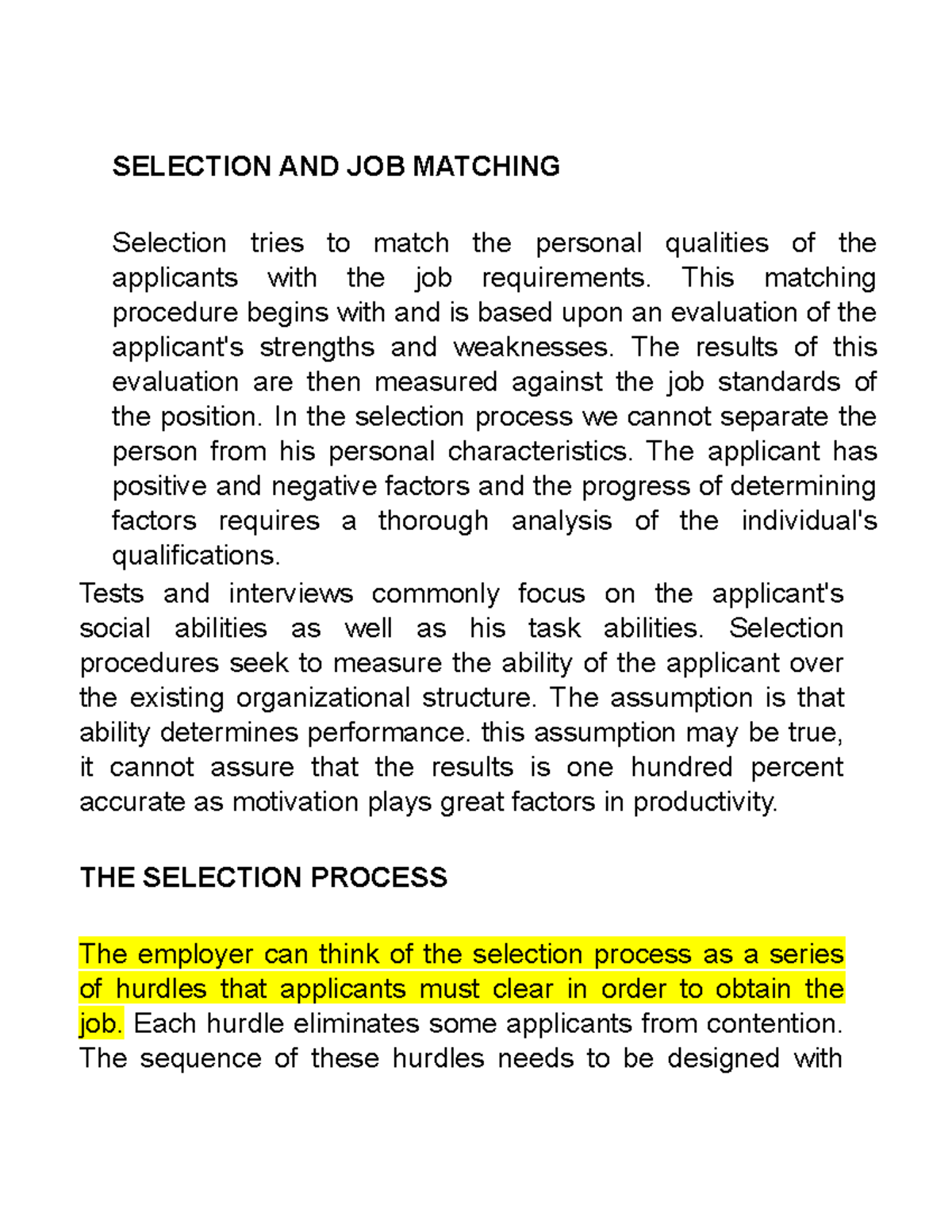 Selection and Job Matching: A Comprehensive Guide to Hiring Process ...