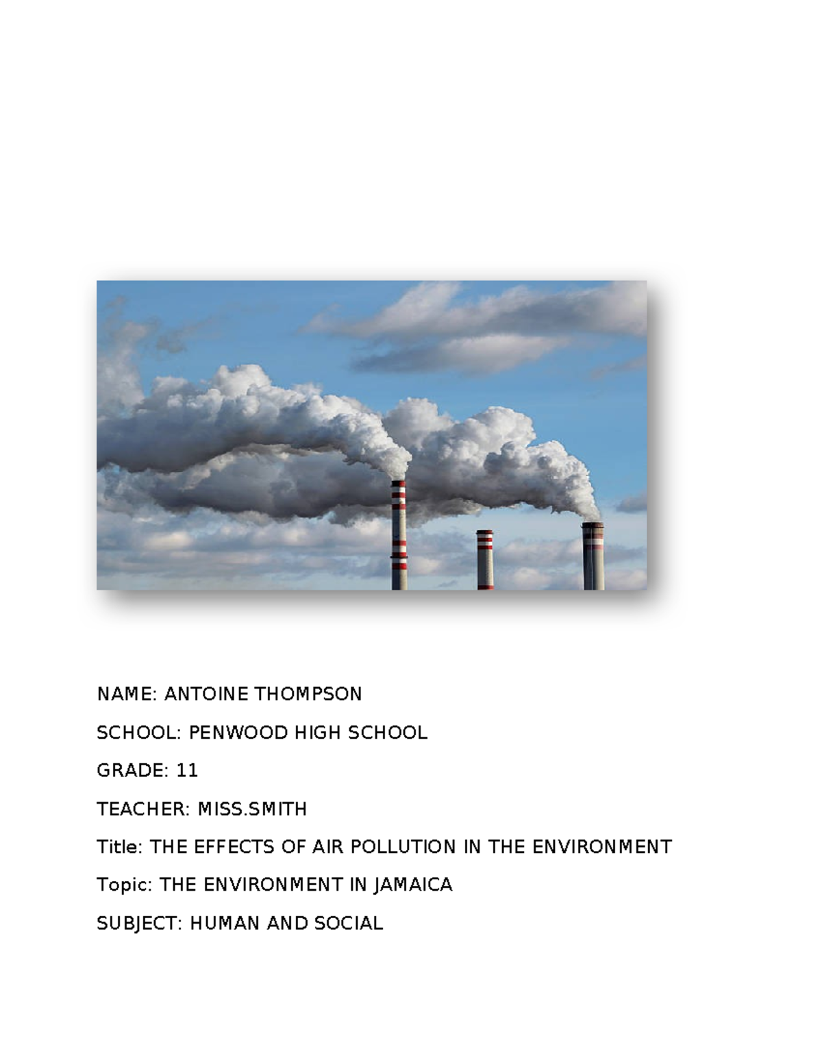 The Effects of Air Pollution in Jamaica: HSB SBA Day 3 #1 - Studocu