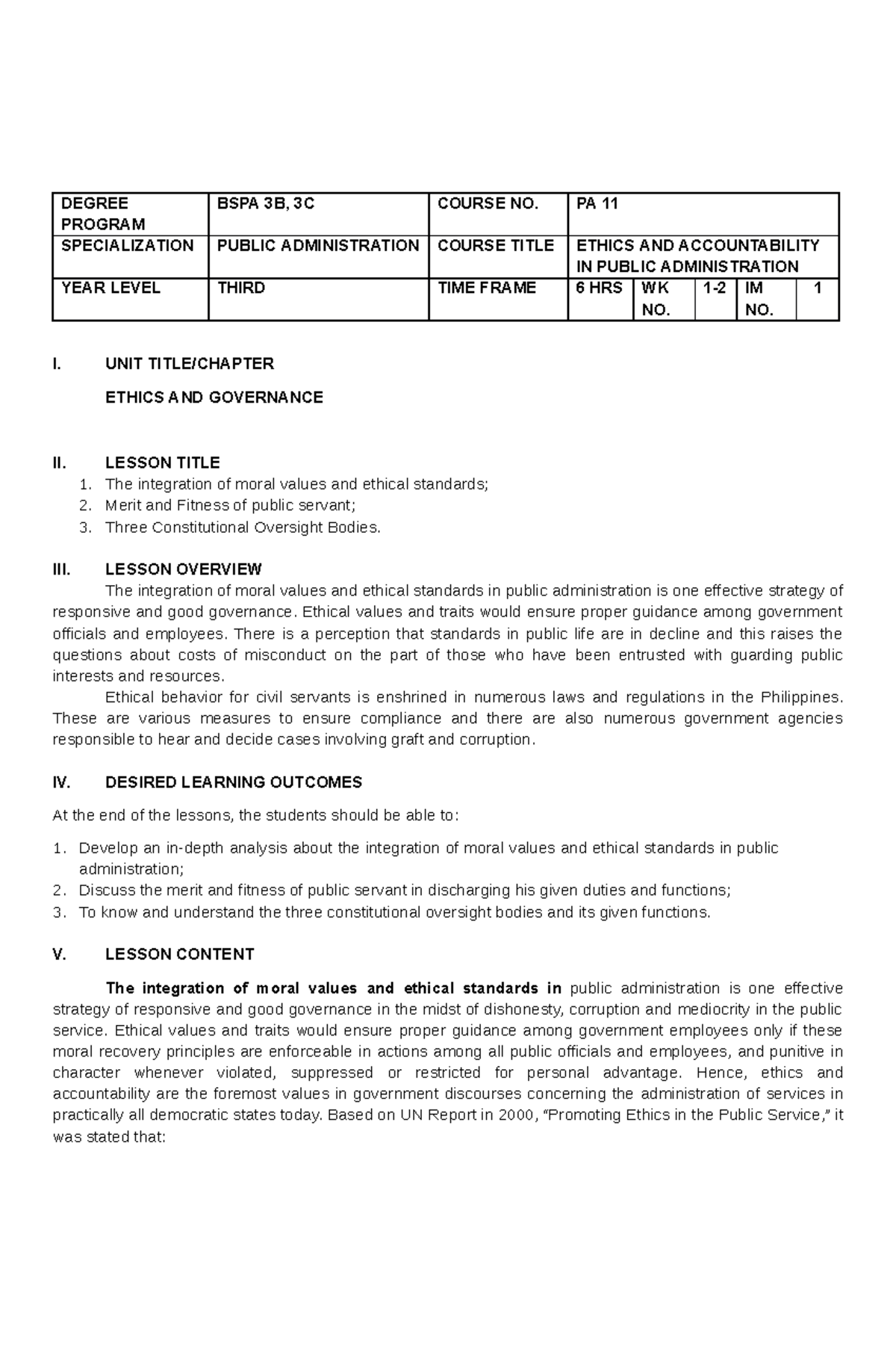 Ethics & Accountability in Public Admin (BSPA 3B/3C) - Module 3 Notes ...