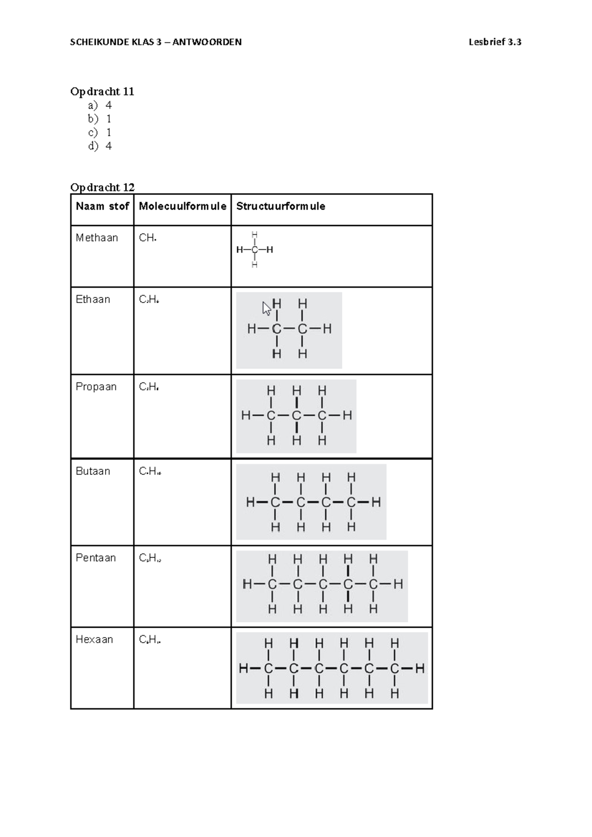 Antwoorden Lesbrief 3.3 VWO - Organische Chemie Structuurformules ...
