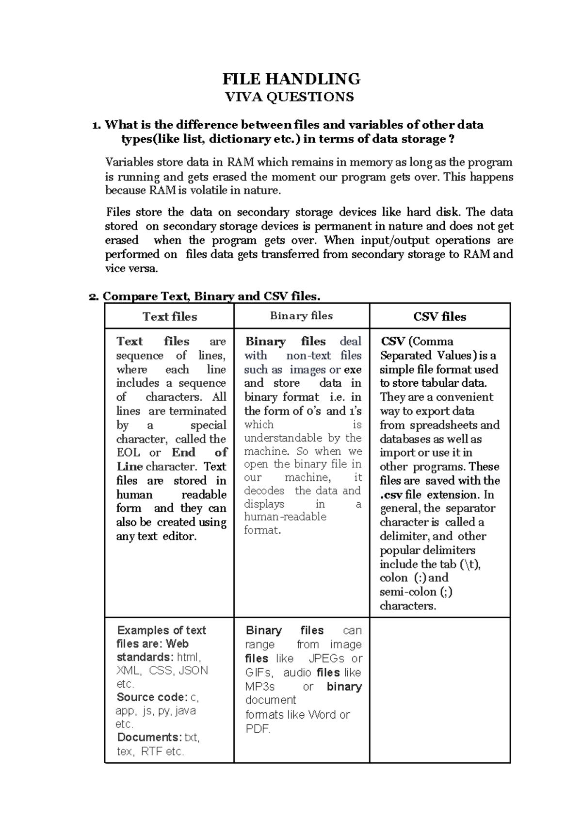 Viva Files - ghdj - FILE HANDLING VIVA QUESTIONS What is the difference ...
