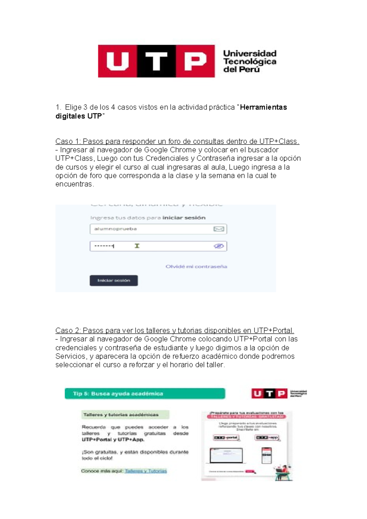IVU Actividad 3: Herramientas Digitales en UTP+Class y UTP+Portal - Studocu
