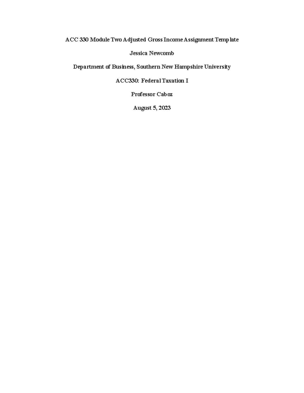 ACC 330 Federal Taxation I Project One Milestone 5-1 Paper - Studocu