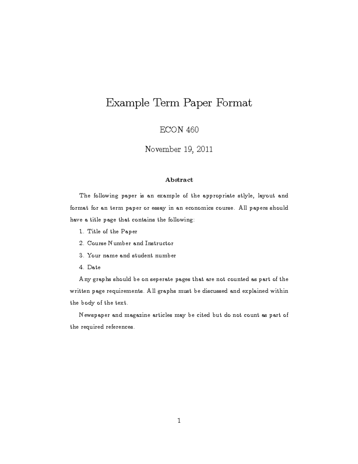 ECON 460 Example Term Paper Format on Franchise Theory Analysis - Studocu