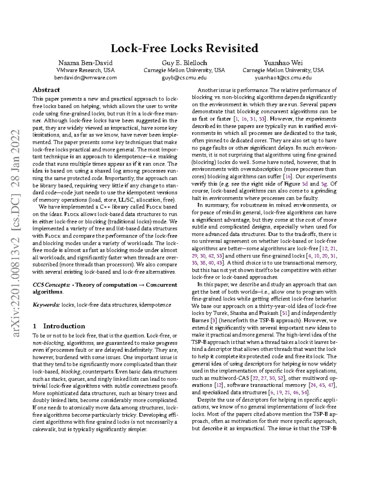 Locks Revisited: A Practical Approach to Lock-Free Algorithms (CS2201 ...
