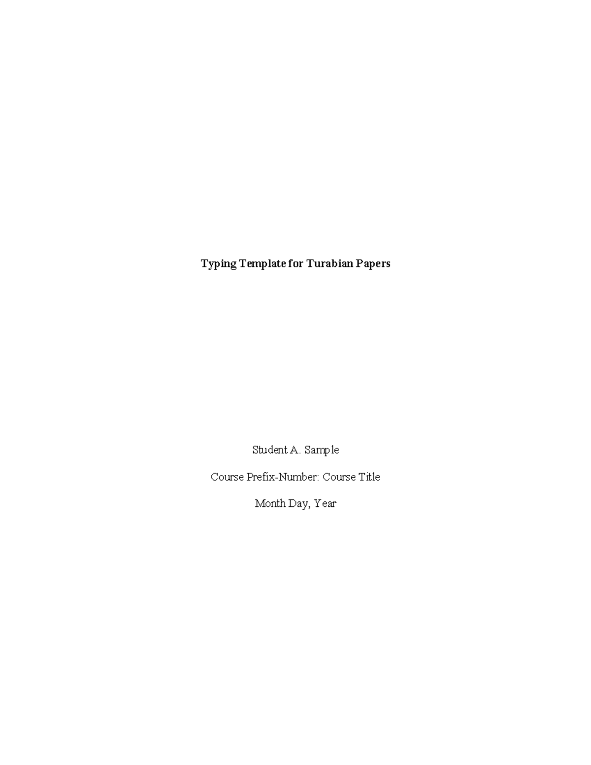 Typing Template for Turabian Papers (9th Ed.) - Student A Guide - Studocu
