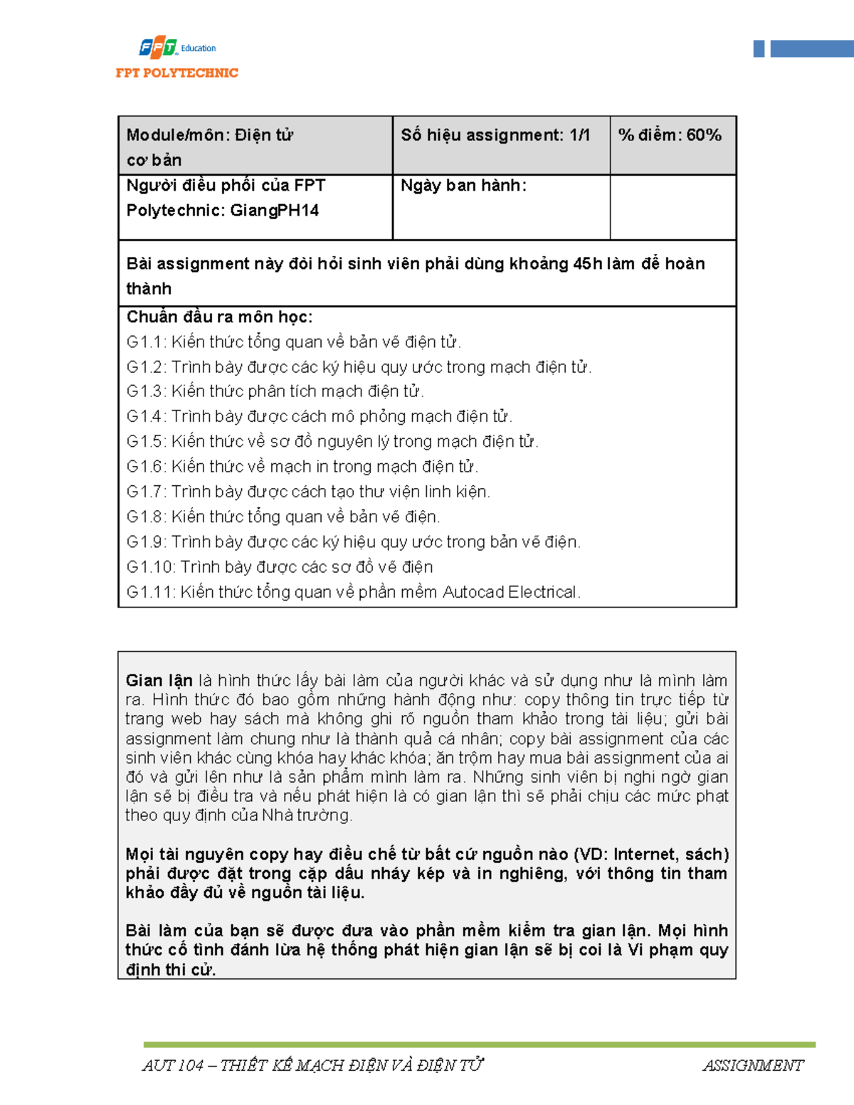 AUT104 Assignment 1 - Guidelines & Evaluation for Project Submission ...