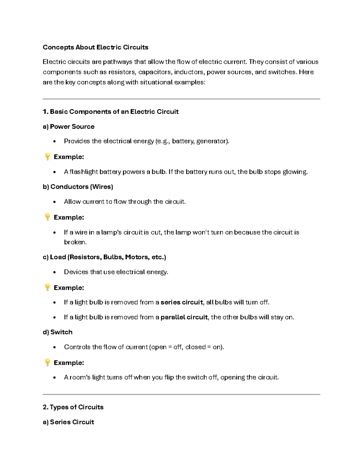 EE Reviewer ( Concepts) - Concepts About Electric Circuits Electric ...