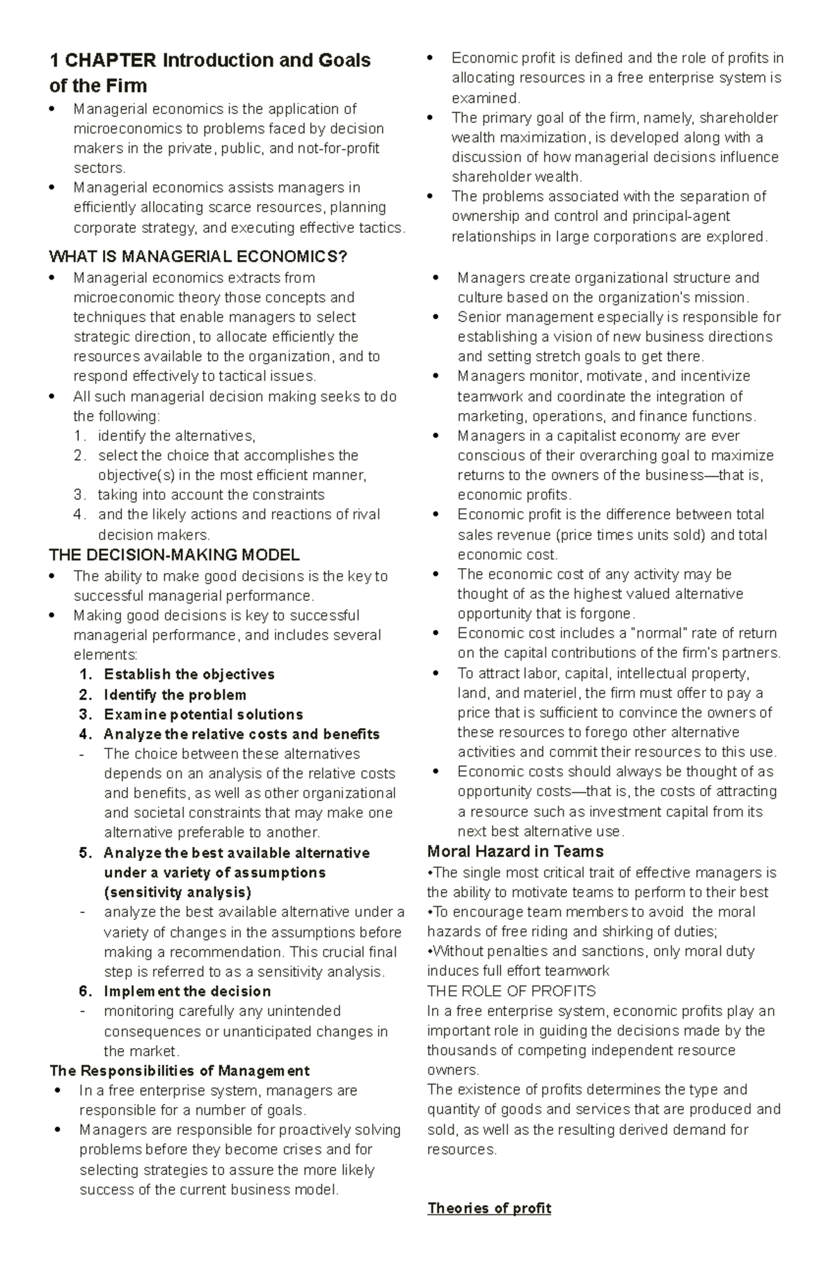 Chapter 1 ECON Notes - Introduction to Managerial Economics - Studocu