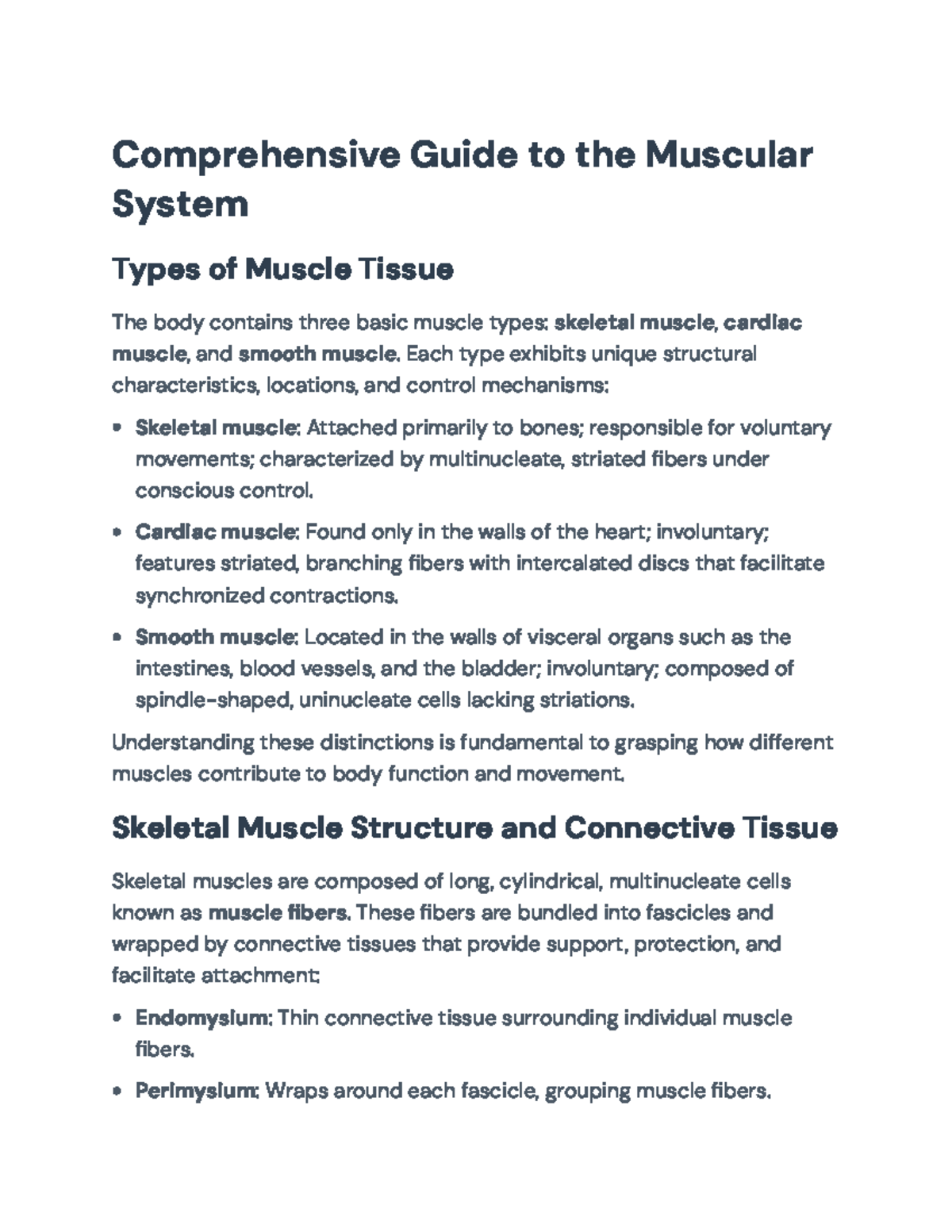 Comprehensive Guide to Muscle Contraction Mechanisms and Types (BIO 101 ...
