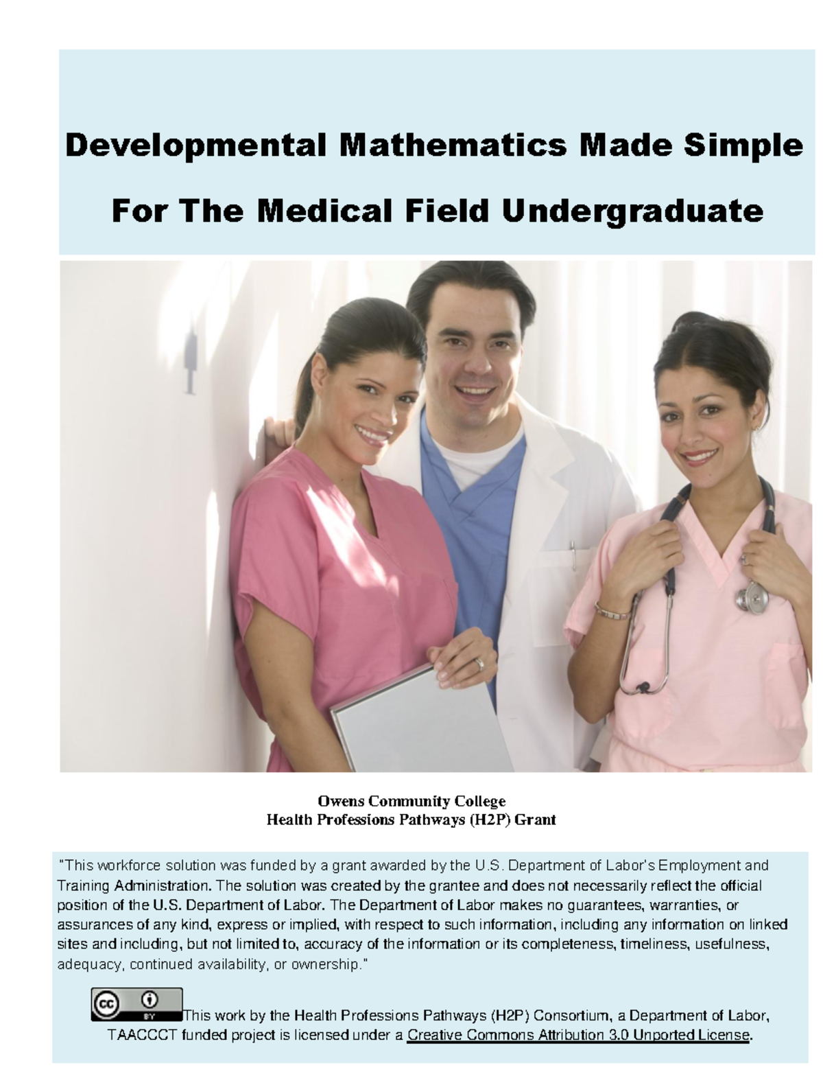 Developmental Mathematics for Health Professions (H2P Grant) Guide ...