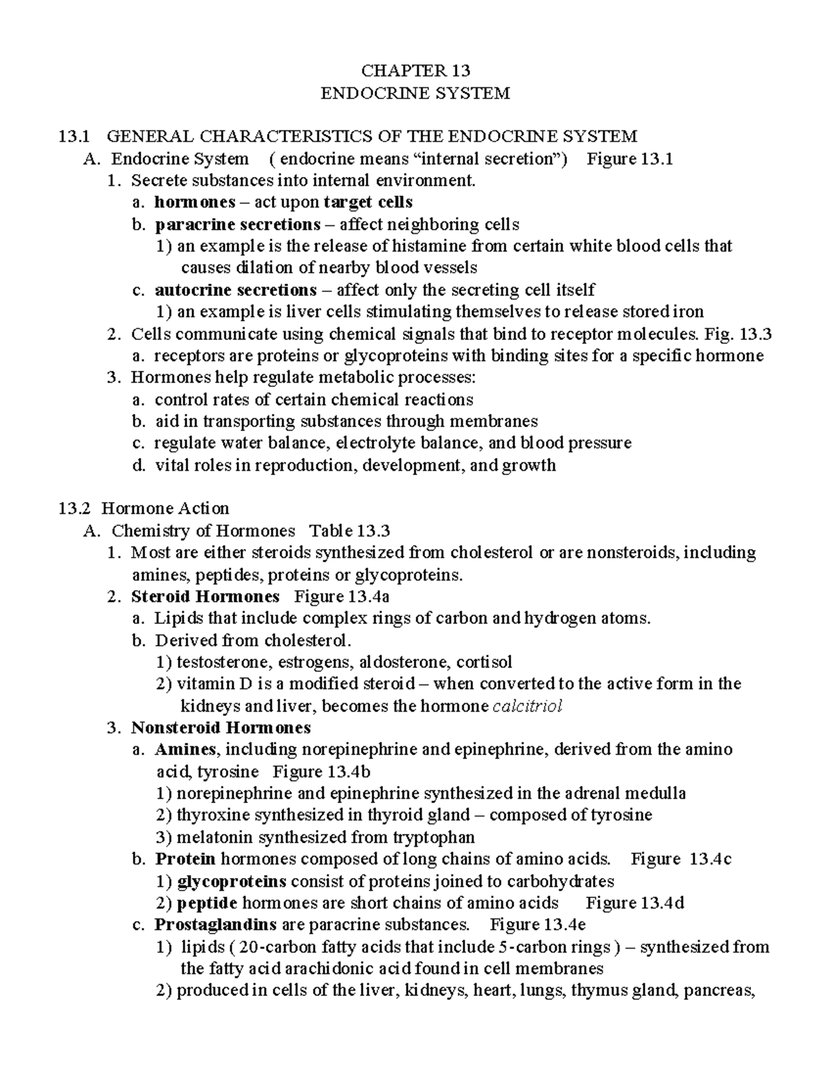 Chapter 13-227 - Endocrine System Overview and Sheehan Notes - Studocu