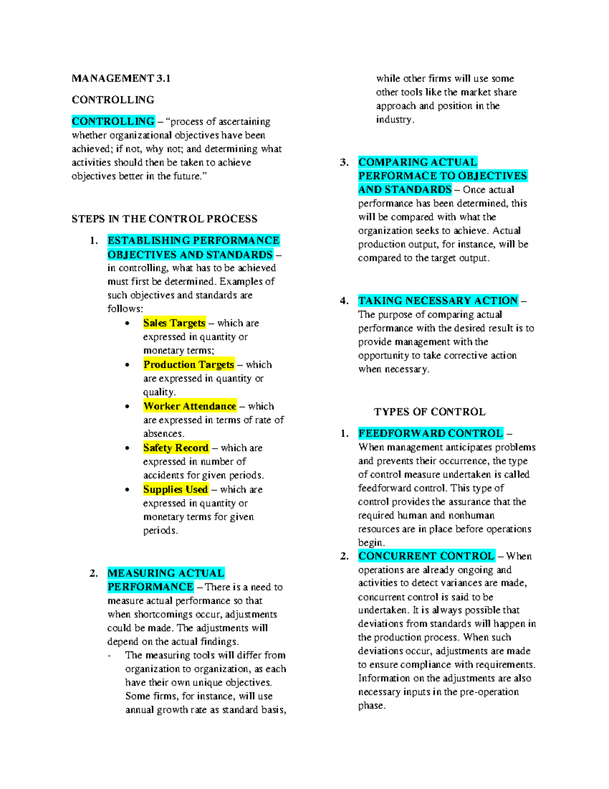 Management 3.1: Controlling Processes and Organizational Control ...