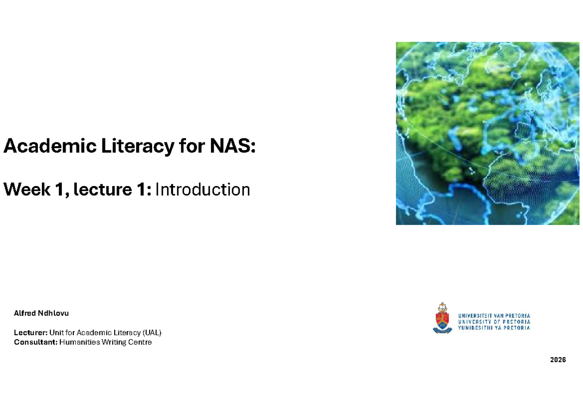 LST 110 Week 1 Lecture Notes: Introduction to Academic Literacy - Studocu