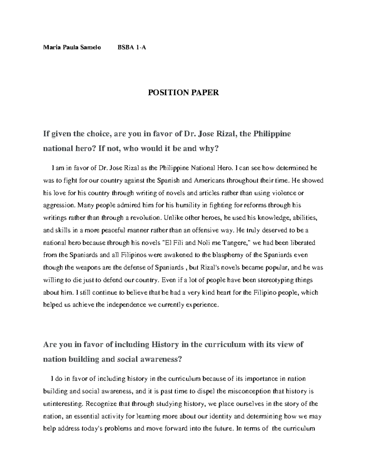 Finals sa history - school purposes - Maria Paula Samelo BSBA 1-A ...