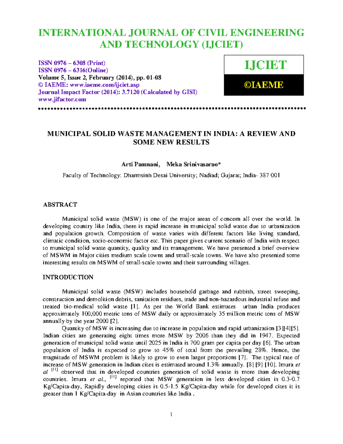 IJCIET 05 02 001 - Review of Municipal Solid Waste Management in India ...