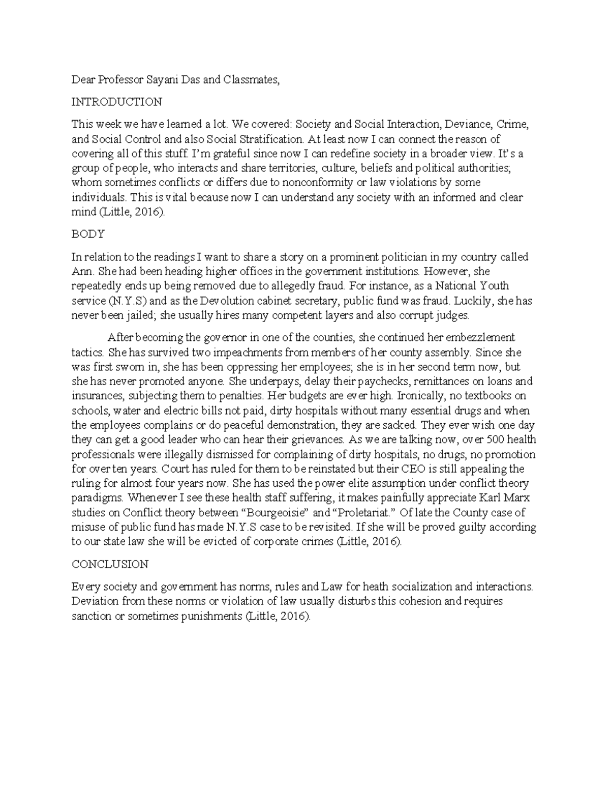 Discussion Assignment Unit 3: Society, Crime, and Social Control ...
