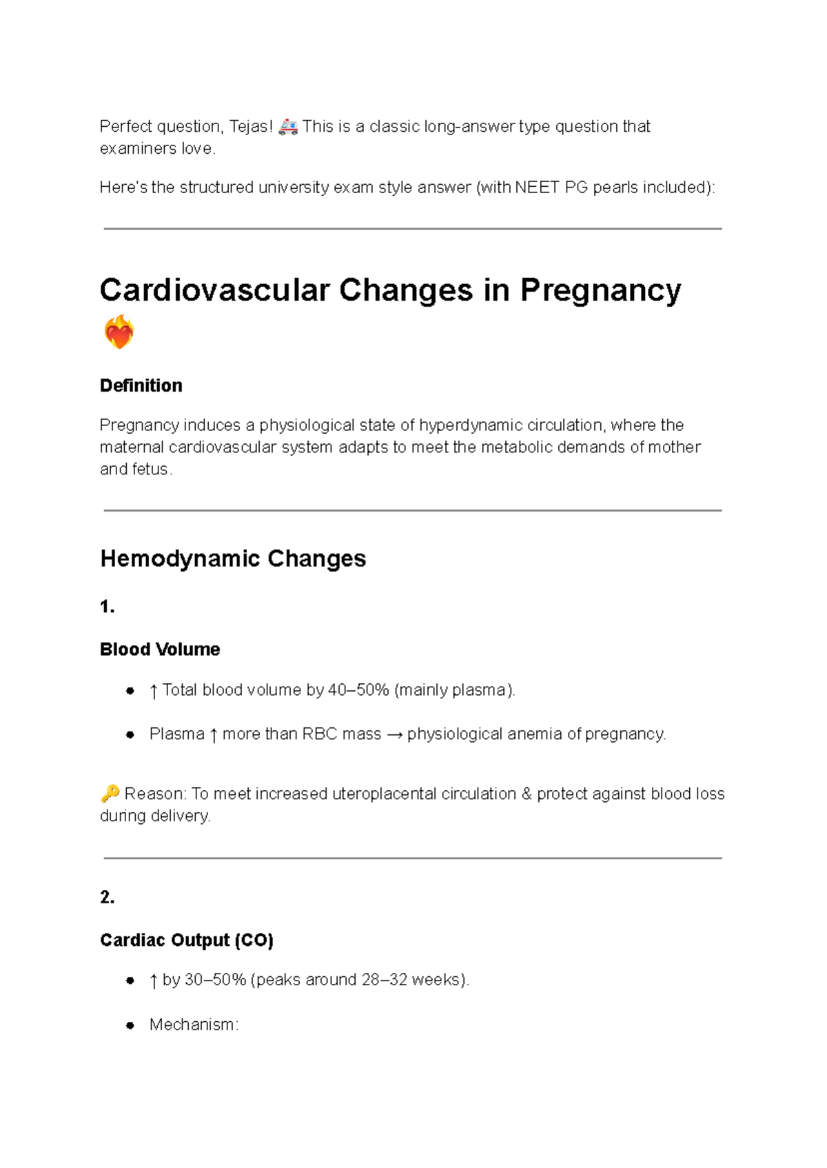 Obgy NEET PG: Cardiovascular Changes in Pregnancy and Menstrual ...