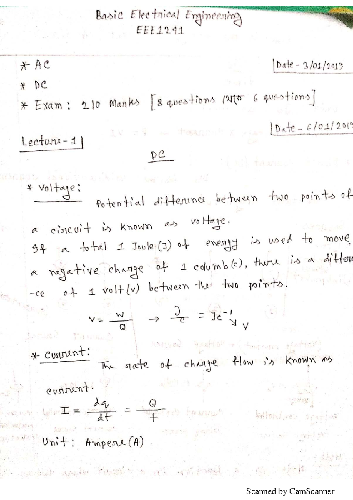 EEE 210 Final Exam Notes: Basic Electrical Engineering AC & DC Concepts ...