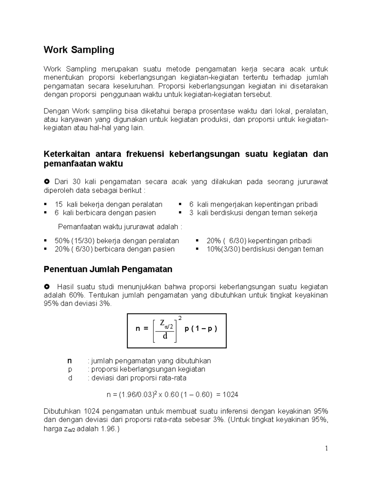 4. Metode Work Sampling dalam Pengamatan Kerja dan Waktu - Studocu