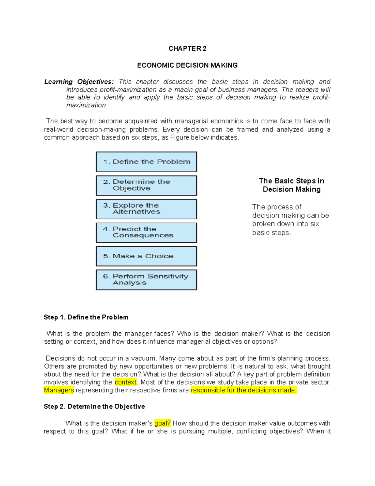 Managerial Economics for Non-major Chapter 2 - CHAPTER 2 ECONOMIC ...