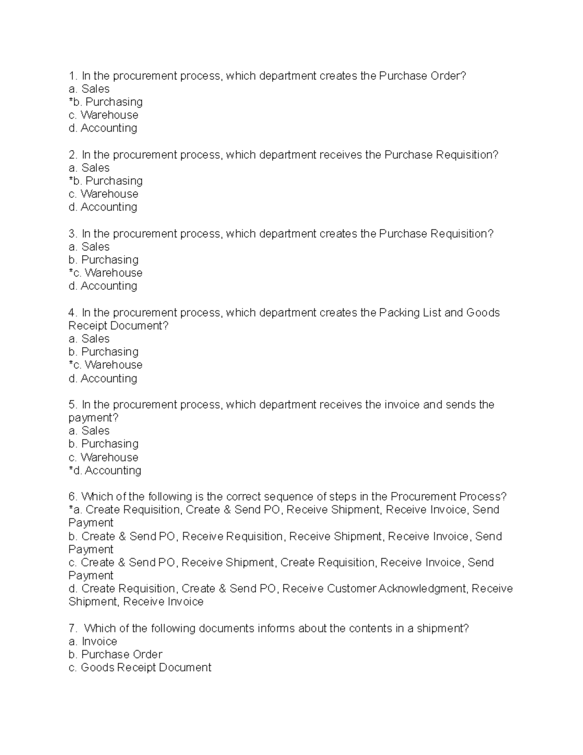 Ch03 MC - Procurement Process Practice Test for Students - Studocu