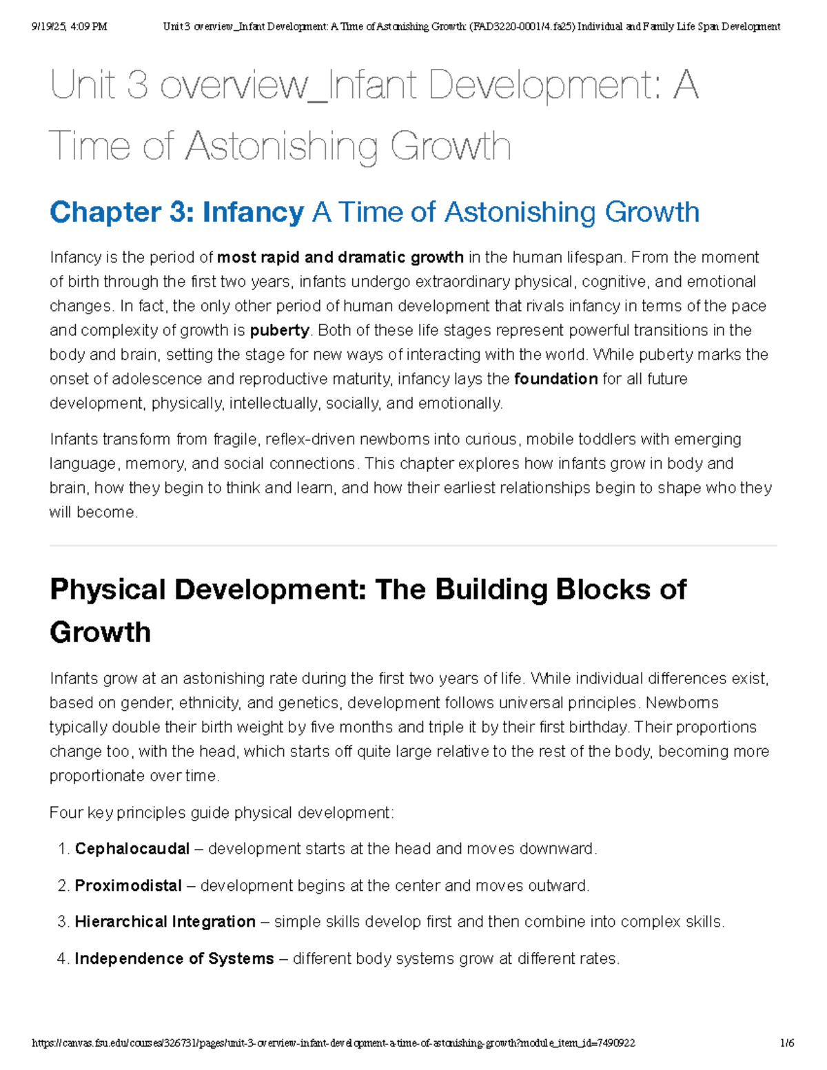 Unit 3 Overview: Insights on Infant Development (FAD3220-0001) - Studocu