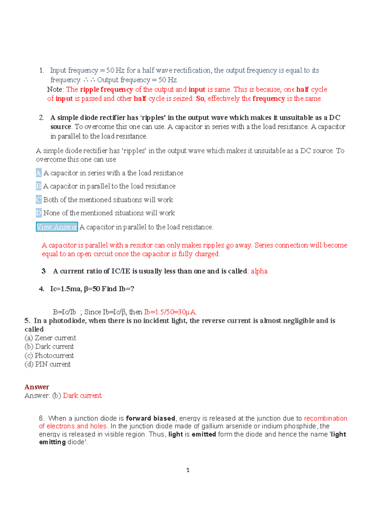 Answer Key for Basic Electronics 209: Half Wave & Full Wave Rectifiers ...