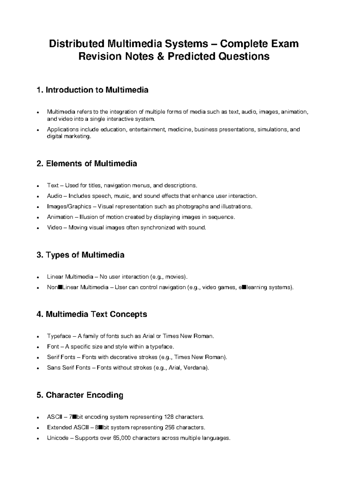 Distributed Multimedia Systems Final Exam Revision Notes - Studocu