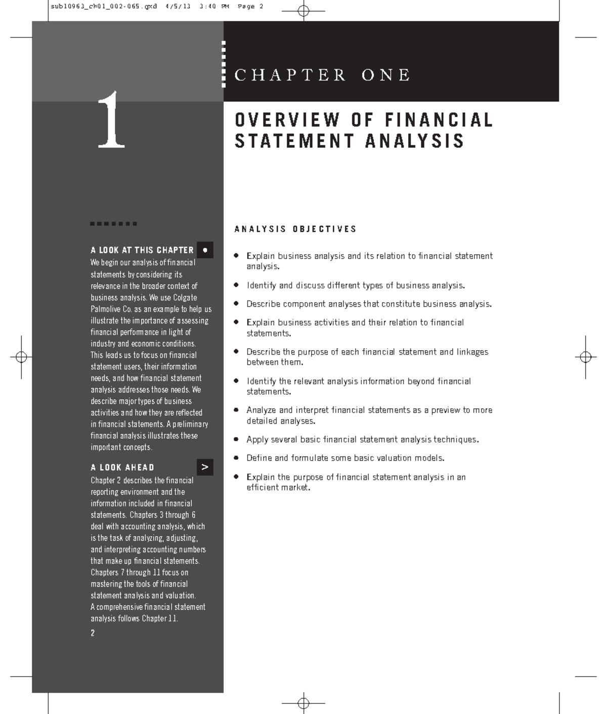 FIN 340: Chapter 1 Overview of Financial Statement Analysis - Studocu