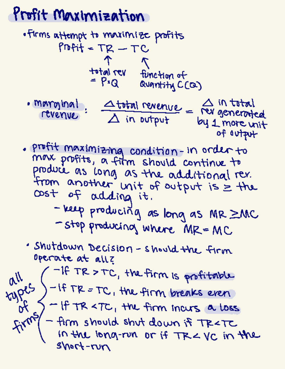 Econ 101 Exam 3 Notes - Profit maximization firms attempt to maximize ...