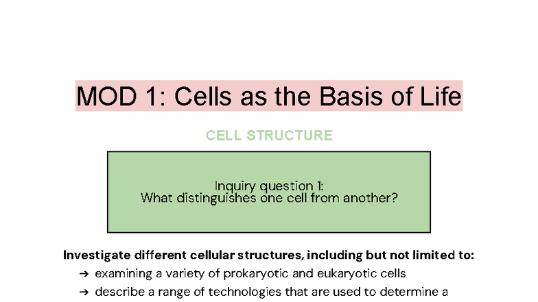 BIO 101: Cells as the Basis of Life - Structure, Function & Theory ...