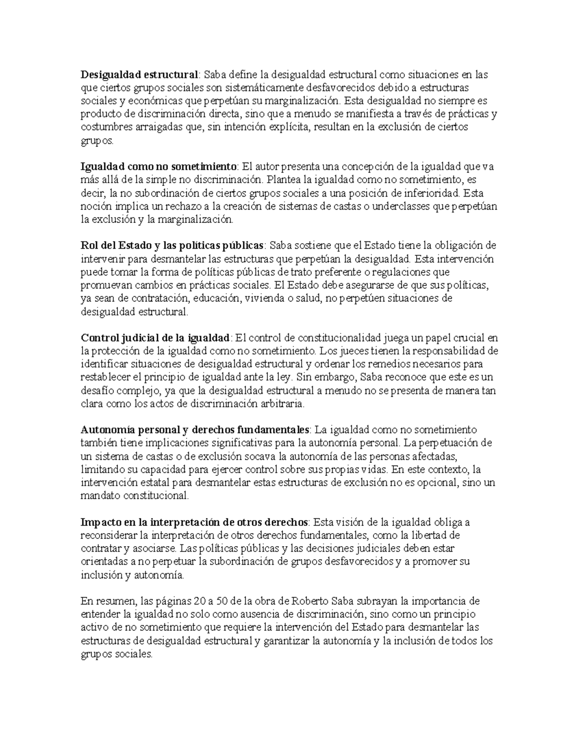 Desigualdad Estructural: Análisis de Saba sobre Igualdad y Autonomía ...