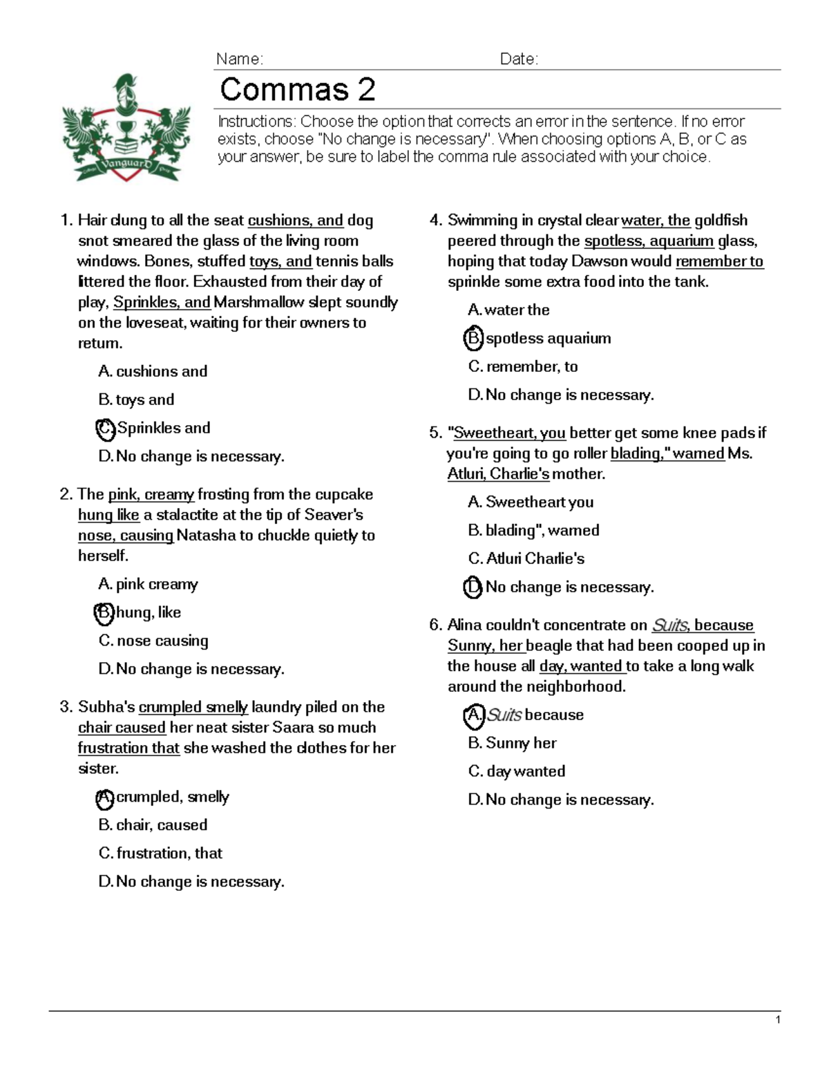 Commas 3 - Error Correction Practice and Instructions - Studocu