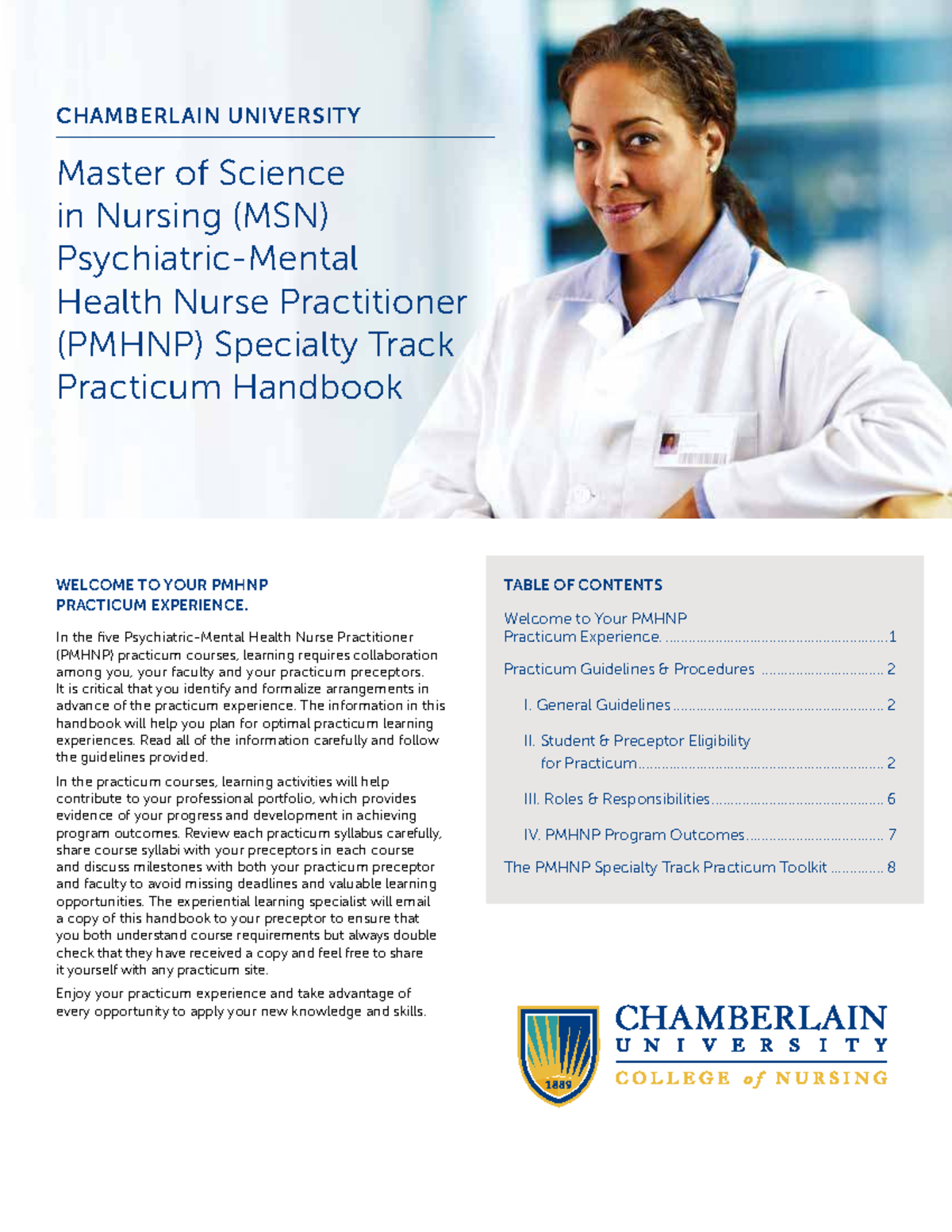 CHAMBERLAIN UNIVERSITY MSN PMHNP Practicum Handbook Guide - Studocu